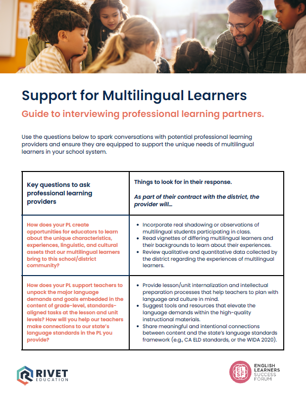 Guide to interviewing professional learning partners to support multilingual learners (MLLs)